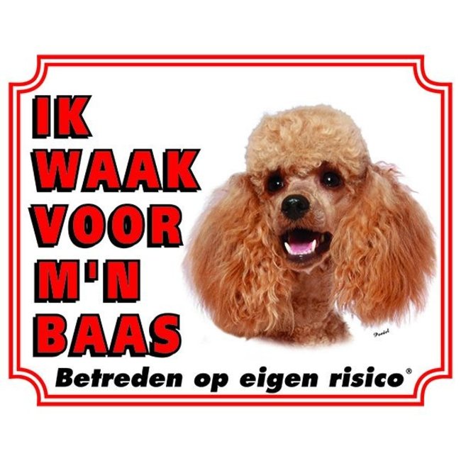 Stickerkoning Poodle Watch Sign - I am watching out for my boss Apricot