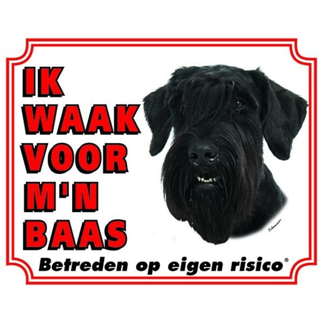 Schnauzer Waakbord - Ik waak voor mijn baas Zwart