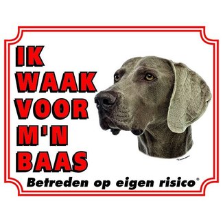 Stickerkoning Weimaraner Watch Sign - Ich passe auf meinen Chef auf