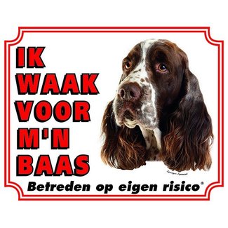 Stickerkoning Enseigne de gardien d'épagneul Springer anglais - Je veille sur mon épagneul Springer anglais.