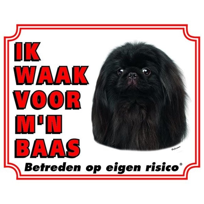 Stickerkoning Pekingese Wake board - I watch my boss Black