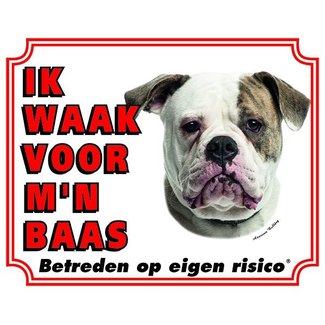 Stickerkoning Signe de surveillance du bouledogue américain - Je veille sur mon patron