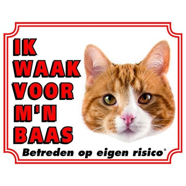 Katten Waakbord - Ik waak voor mijn baas Rood