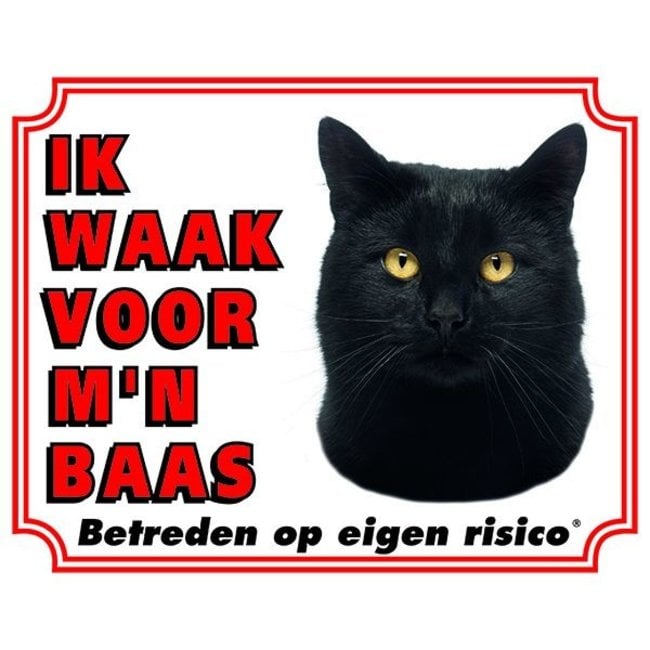 Katten Waakbord - Ik waak voor mijn baas Zwart