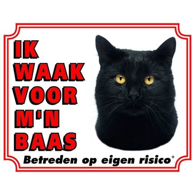 Stickerkoning Cat Watch Sign - Ich passe auf mein Herrchen auf Schwarz
