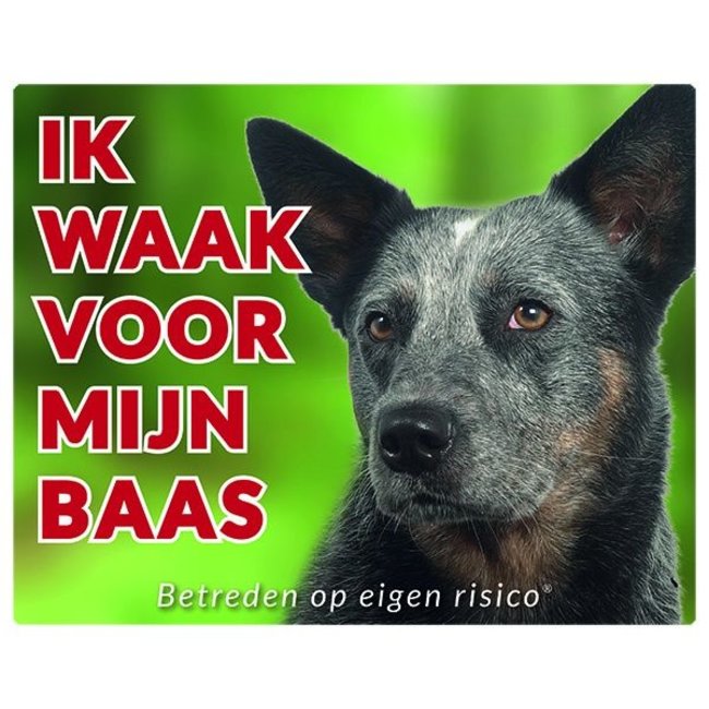 Stickerkoning Panneau de surveillance pour chien de ferme australien - Je veille sur mon chien de ferme.