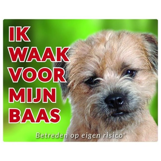 Stickerkoning Border Terrier Watch Sign - Je veille sur mon patron