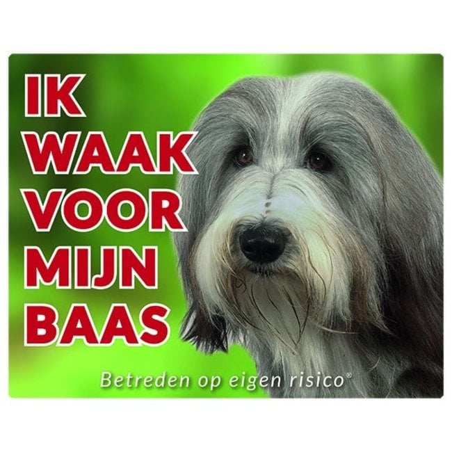 Bearded Collie Waakbord - Ik waak voor mijn baas