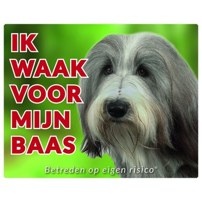 Stickerkoning Bearded Collie Watch Sign - Ich passe auf mein Herrchen auf