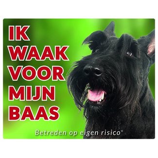 Stickerkoning Schotse Terrier Waakbord - Ik waak voor mijn baas