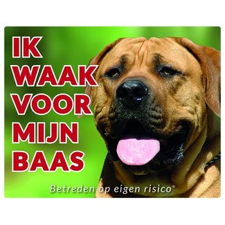 Stickerkoning Boerboel Waakbord - Ik waak voor mijn baas