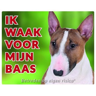 Stickerkoning Bull Terrier Watch Sign - Ich passe auf meinen Chef auf