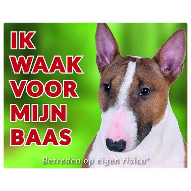 Bull Terrier Watch Sign - Vigilo a mi jefe