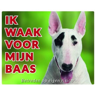 Stickerkoning Bull Terrier Watch Sign - Ich passe auf meinen Chef auf