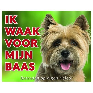 Stickerkoning Cairn Terrier Watch Sign - Ich passe auf meinen Chef auf Blonde