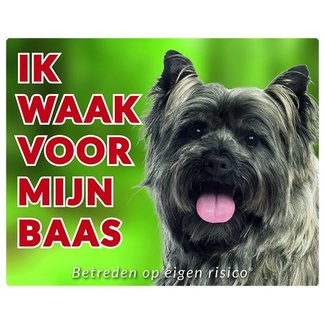 Stickerkoning Cairn Terrier Watch Sign - Ich passe auf mein Herrchen auf Grey