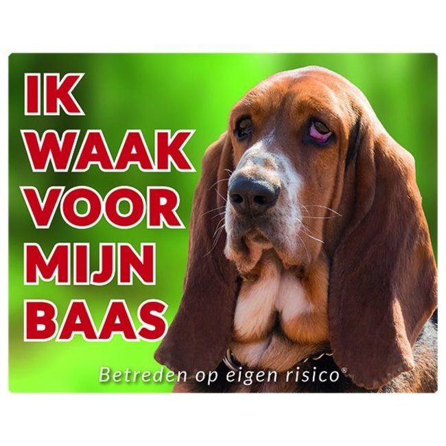 Stickerkoning Basset Hound Watch Sign - Ich passe auf mein Herrchen auf