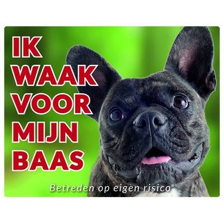 Stickerkoning Signe de surveillance pour bouledogue français - Je veille sur mon chien bringé