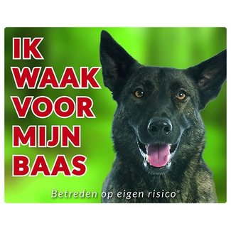 Stickerkoning Cartello di guardia del pastore olandese - Faccio la guardia al mio padrone