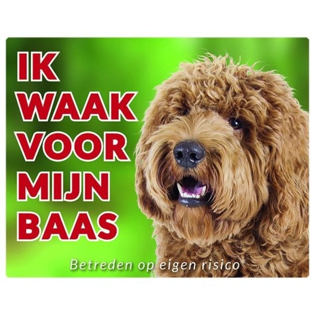 Labradoodle Waakbord - Ik waak voor mijn baas blond