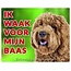 Stickerkoning Labradoodle Waakbord - Ik waak voor mijn baas blond