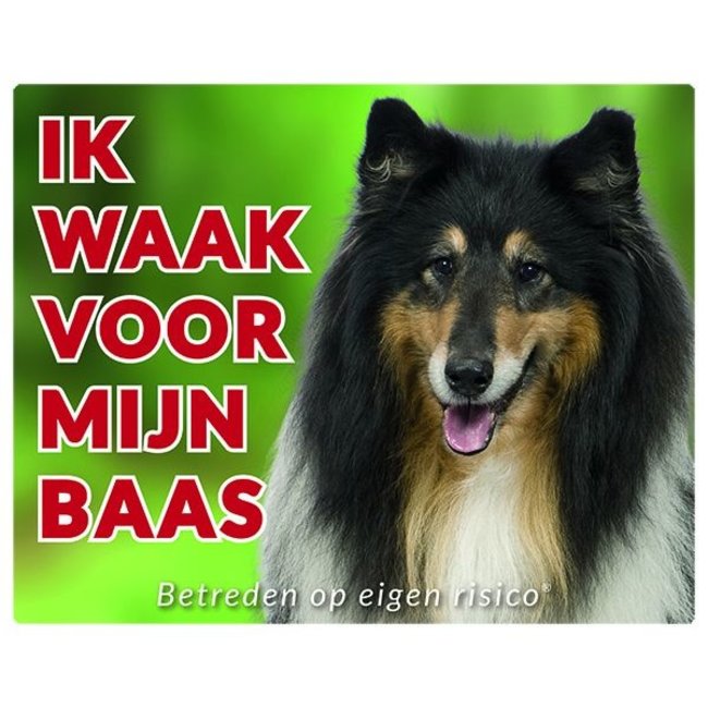 Stickerkoning Pastor Escocés / Collie Watch Sign - I Watch Negro