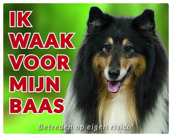 Schotse Herder / Collie Waakbord - Ik waak Zwart