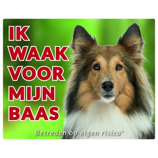 Shetland Sheepdog Waakbord - Ik waak voor Bruin