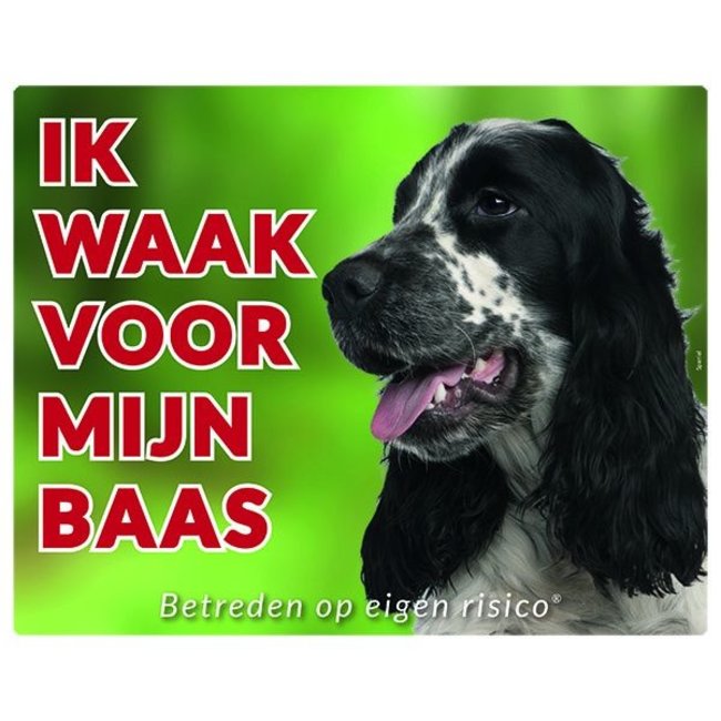 Stickerkoning English Cocker Spaniel Watchman sign - I am watching out for my