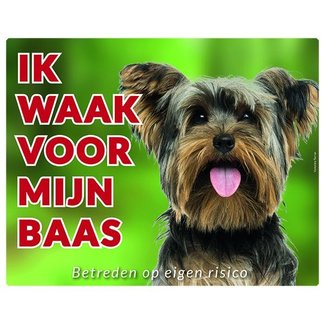 Stickerkoning Yorkshire Terrier Watch Sign - Je veille sur mon patron