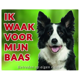 Stickerkoning Border Collie Waakbord - Ik waak voor mijn baas