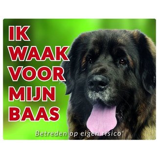 Stickerkoning Leonberger Waakbord - Ik waak voor mijn baas