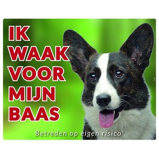 Stickerkoning Welsh Corgi Brindle Watch Sign - I am watching out for