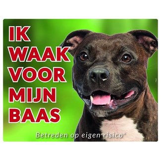 Stickerkoning Pit Bull Watch Schild - Ich passe auf meinen Chef auf