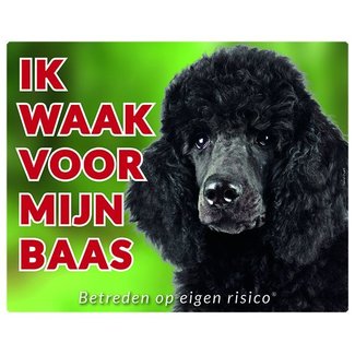 Stickerkoning Poodle Watch Sign - Ich passe auf meinen Chef auf Schwarz