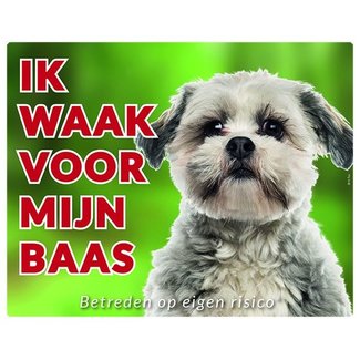 Stickerkoning Shih Tzu Waakbord - Ik waak voor mijn baas