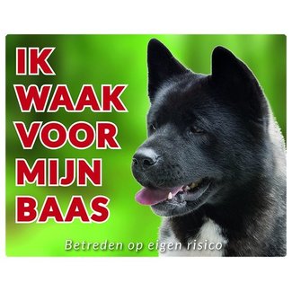 Stickerkoning Akita Watch Sign - Ich passe auf meinen Chef auf Schwarz