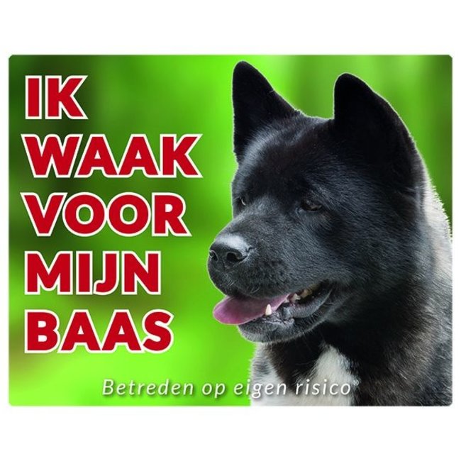 Akita Waakbord - Ik waak voor mijn baas Zwart