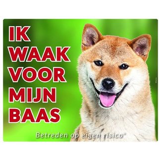 Stickerkoning Shiba Inu Waakbord - Ik waak voor mijn baas