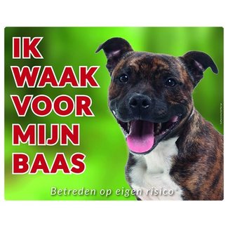 Stickerkoning Cartel de vigilancia Staffordshire Bull Terrier - Vigilo a Brindle