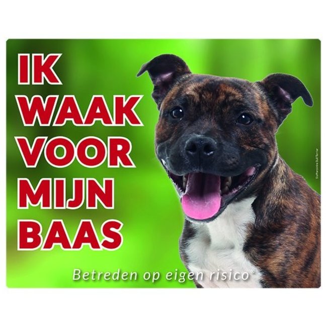 Stickerkoning Staffordshire Bull Terrier Watch Sign - I'm watching out for Brindle
