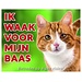 Stickerkoning Katten Waakbord - Ik waak voor mijn baas Rood