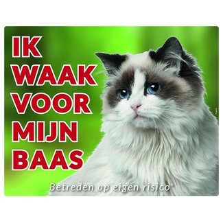 Stickerkoning Ragdoll Waakbord - Ik waak voor mijn baas