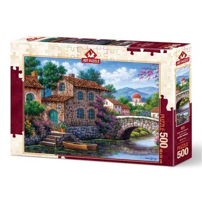 Art Puzzle Canal con flores Puzzle 500 piezas