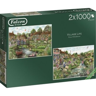 Falcon Village Life Puzzel 2x 1000 Stukjes