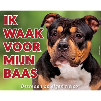 Stickerkoning American Bully Waakbord - Ik waak voor mijn baas