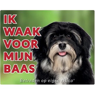 Stickerkoning Havanezer Waakbord Zwart - Ik waak voor mijn Baas