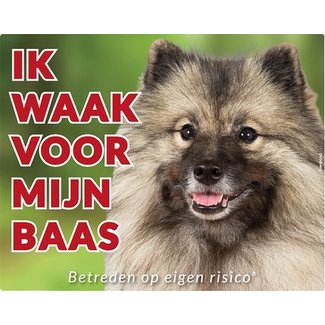 Stickerkoning Keeshond Watch Sign - Ich passe auf meinen Boss auf