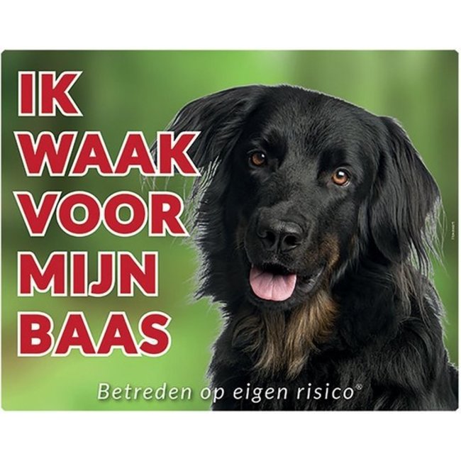 Stickerkoning Hovawart Waakbord - Ik waak voor mijn Baas