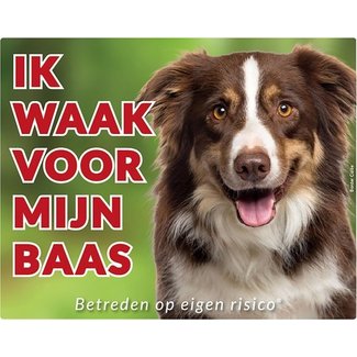 Stickerkoning Border Collie Waakbord - Ik waak voor mijn Baas